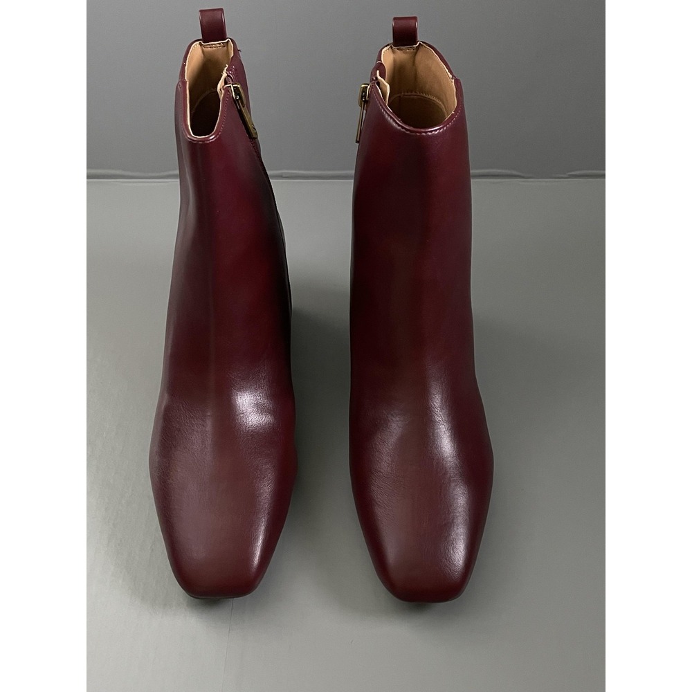 Sam & Libby Boots Womens Size 9.5 Red Yuliana Faux Leather Ankle Block Heel - Picture 3 of 8